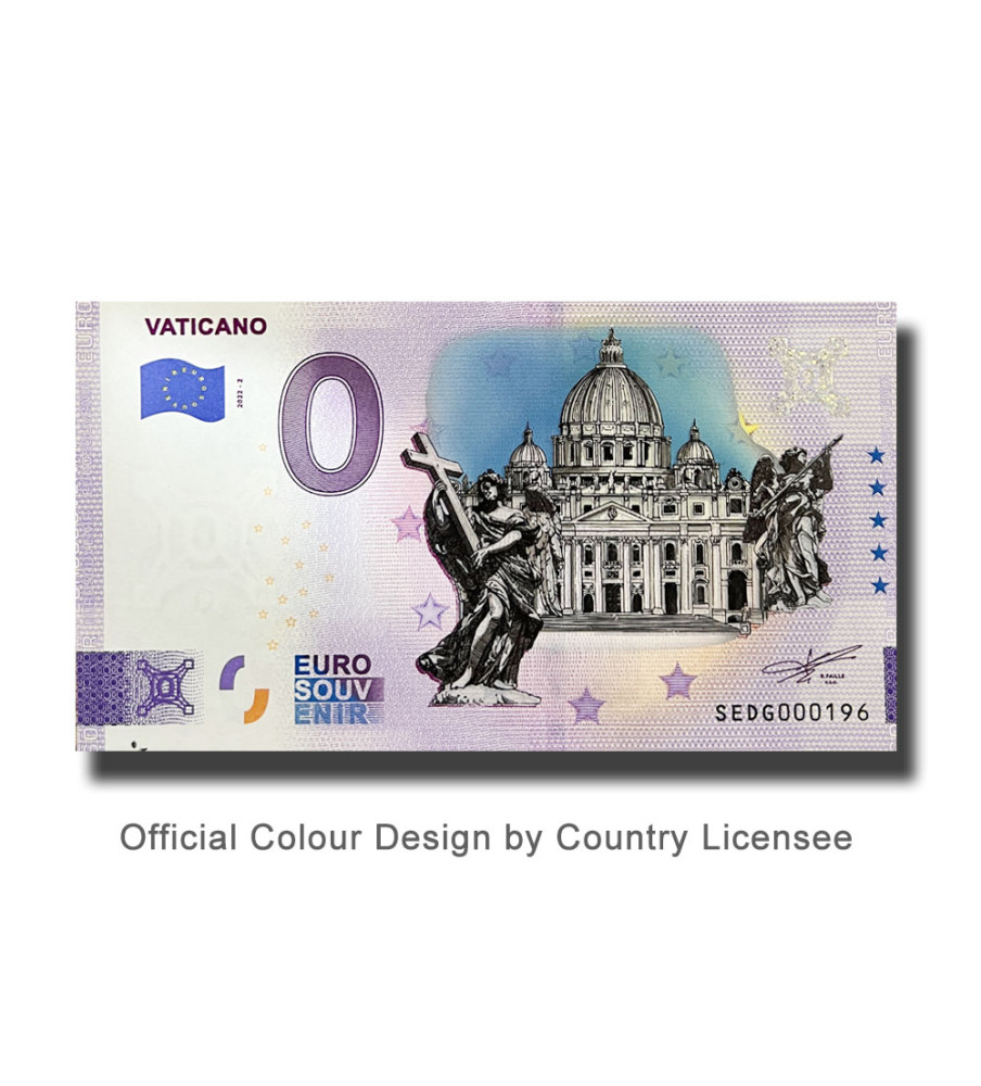 0 Euro Souvenir Banknote Vaticano Colour Italy SEDG 2022-2