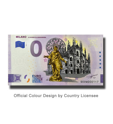 0 Euro Souvenir Banknote Milano Colour Italy SEDW 2022-1