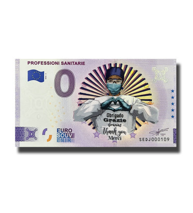 0 Euro Souvenir Banknote Professioni Sanitarie Colour Italy SEDJ 2022-2