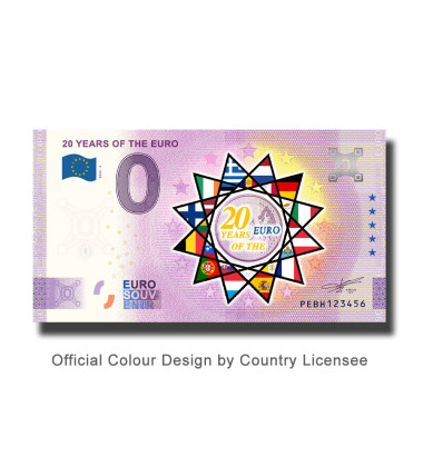 0 Euro Souvenir Banknote 20 Years of the Euro Colour Netherlands PEBH 2022-2