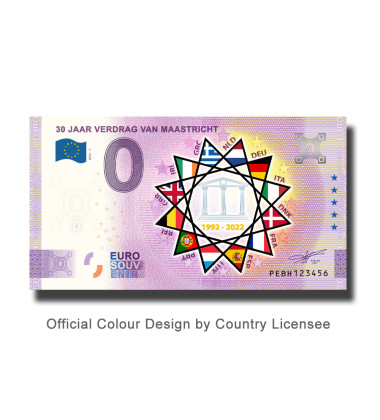 0 Euro Souvenir Banknote 30 Jaar Verdrag Van Maastricht Colour Netherlands PEBH 2022-1