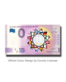 0 Euro Souvenir Banknote 30 Jaar Verdrag Van Maastricht Colour Netherlands PEBH 2022-1