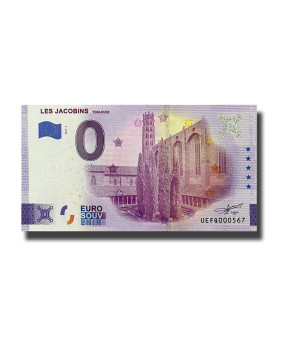 0 Euro Souvenir Banknote Les Jacobins Toulouse France UEFQ 2022-2