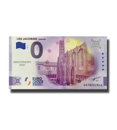 Anniversary 0 Euro Souvenir Banknote Les Jacobine Toulouse France UEFQ 2022-2