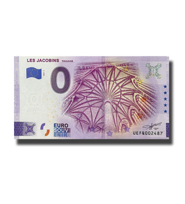 0 Euro Souvenir Banknote Les Jacobins Toulouse UEFQ 2022-3
