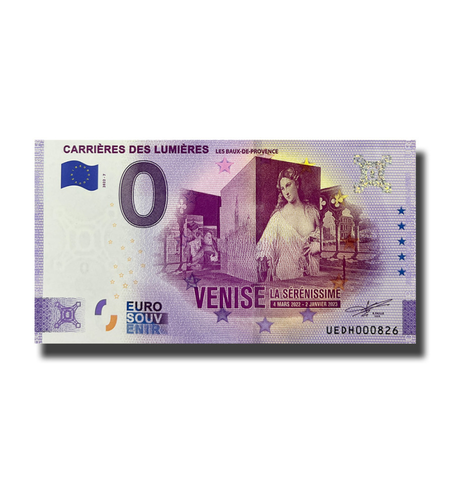 0 Euro Souvenir Banknote Carrieres Des Lumieres France UEDH 2022-7