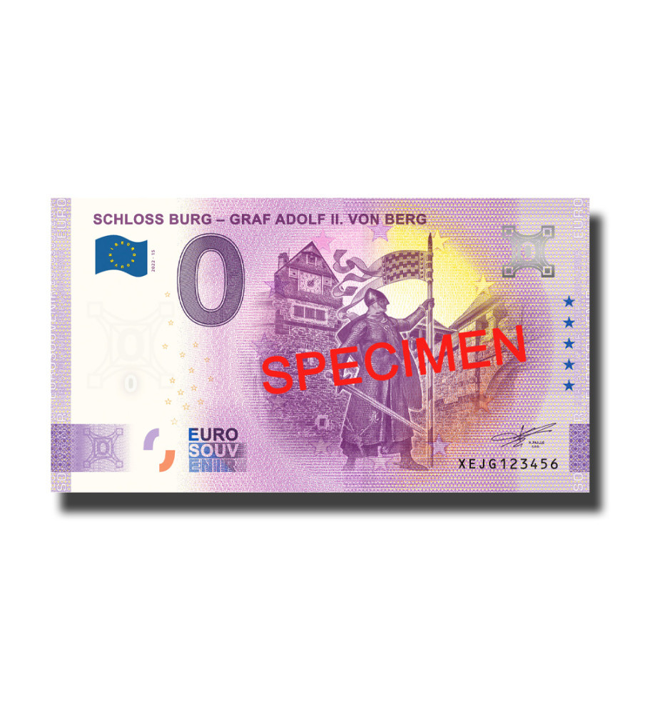 0 Euro Souvenir Banknote Schloss Burg - Graf Adolf II Von Berg Specimen Germany XEJG 2022-15