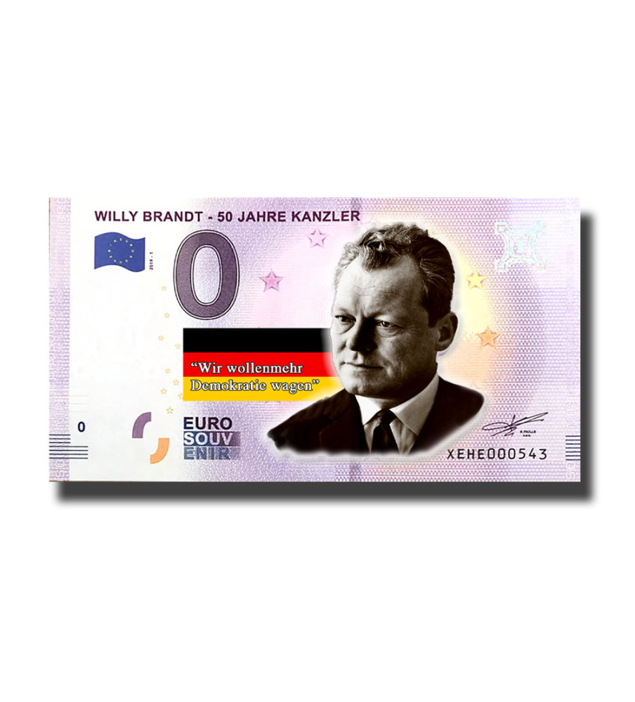 0 Euro Souvenir Banknote Willy Brandt 50 Jahre Kanzer Colour Germany XEHE 2019-1