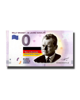 0 Euro Souvenir Banknote Willy Brandt 50 Jahre Kanzer Colour Germany XEHE 2019-1