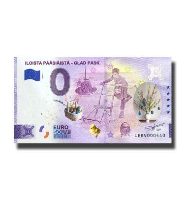 0 Euro Souvenir Banknote Glad Pask Colour Finland LEBV 2022-1