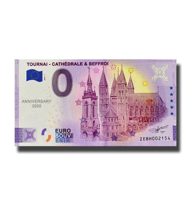 Anniversary 0 Euro Souvenir Banknote Tournai Cathedrale & Beffroi Belgium ZEBH 2022-1