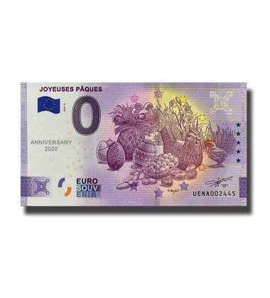 Anniversary 0 Euro Souvenir Banknote Joyeuses Paques France UENA 2022-8