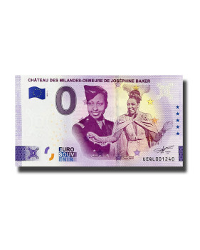 0 Euro Souvenir Banknote Chateau Des Milandes Josephine Baker France UEQL 2022-2