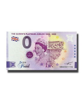 0 Pound Souvenir Banknote Queens Platinum Jubilee 1952-2002 United Kingdom GBAE 2022-1