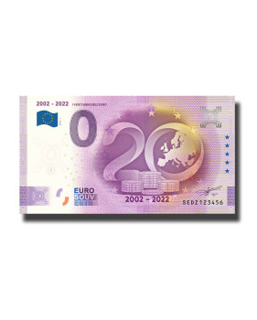 0 Euro Souvenir Banknote 2002-2022 20 Years of the Euro Italy SEDZ 2022-1