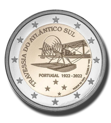 2022 Portugal First Transatlantic Flight 2 Euro Coin
