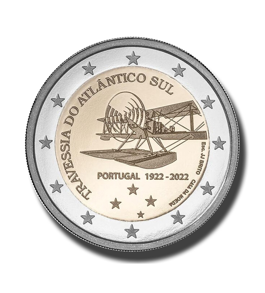 2022 Portugal First Transatlantic Flight 2 Euro Coin