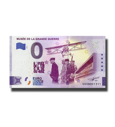 0 Euro Souvenir Banknote Musee De La Grande Guerre France UEXN 2022-1