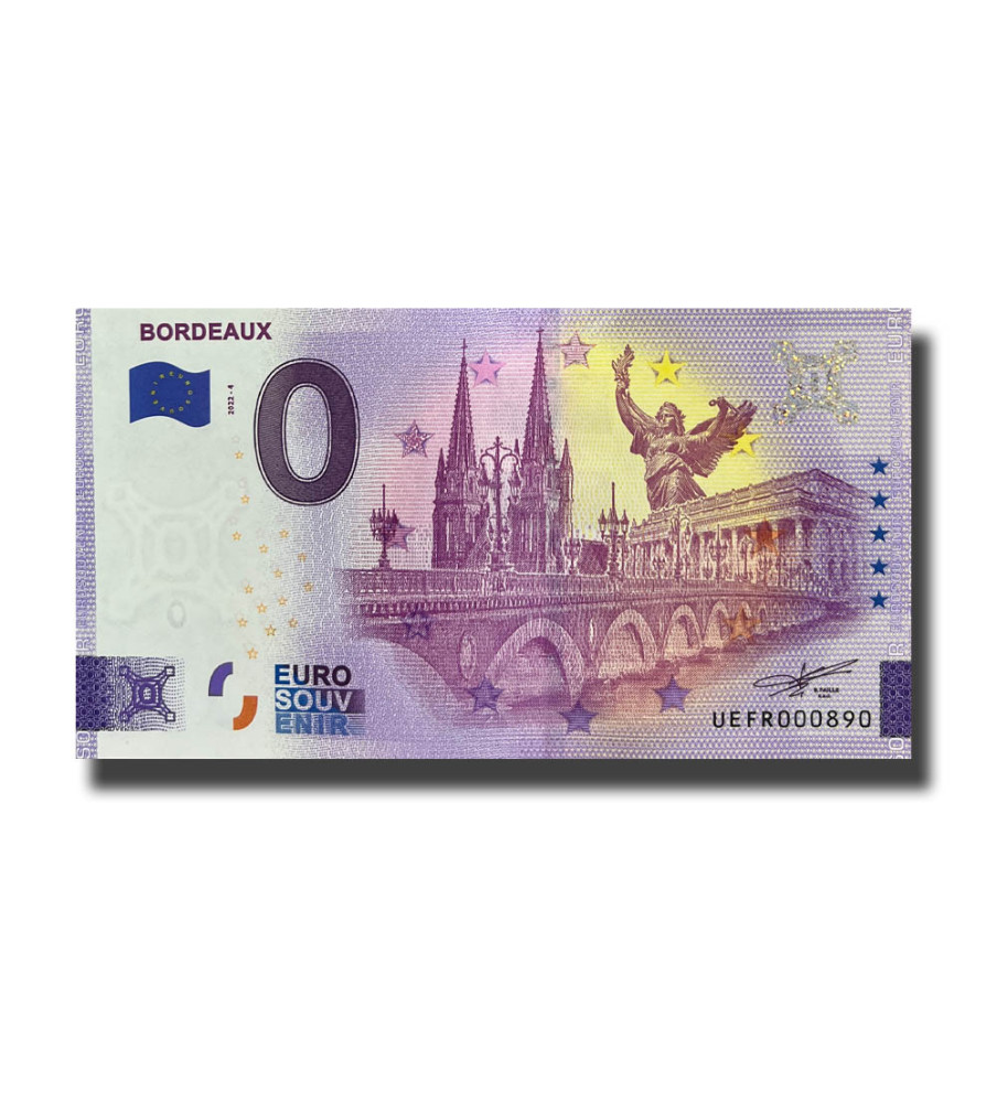 0 Euro Souvenir Banknote Bordeaux France UEFR 2022-4