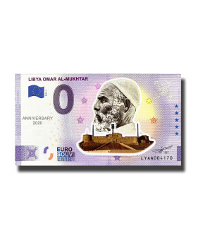 Anniversary 0 Euro Souvenir Banknote Omar Al Mukhtar Colour Libya LYAA 2022-1