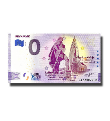 0 Euro Souvenir Banknote Rejkavik Iceland ISAA 2022-1