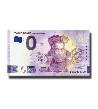 0 Euro Souvenir Banknote Tycho Brahe Denmark DKAB 2022-1