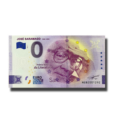 0 Euro Souvenir Banknote Jose Saramago Portugal MEBZ 2022-1