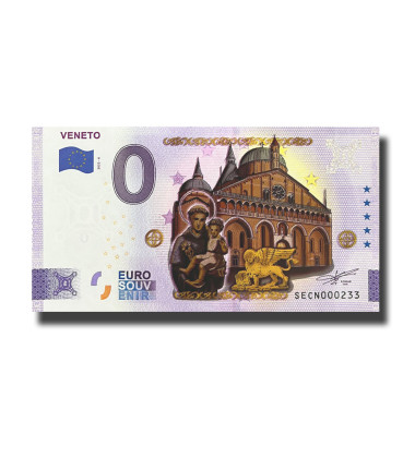 0 Euro Souvenir Banknote Veneto Colour Italy SECN 2022-6
