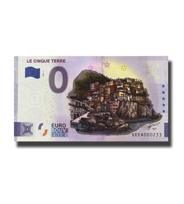 0 Euro Souvenir Banknote Le Cinque Terre Colour Italia SEEA 2022-1