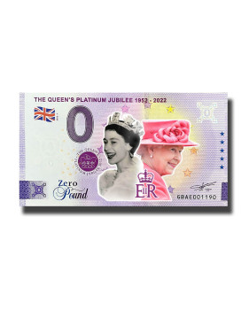 0 Pound Souvenir Banknote The Queens Platinum Jubilee 1952-2022 Colour United Kingdom GBAE 2022-1
