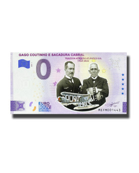 0 Euro Souvenir Banknote Gago Couutitnho E Scadura Cabral Colour Portugal MEFM 2022-1