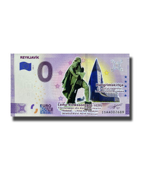 0 Euro Souvenir Banknote Rejkavik Colour Iceland ISAA 2022-1