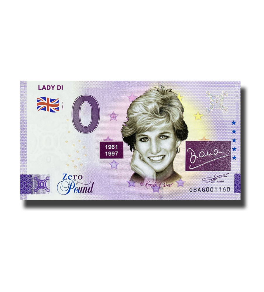 0 Pound Souvenir Banknote Lady Di Colour United Kingdom GBAG 2022-1