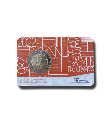 2022 Netherlands Erasmus Program 2 Euro Coin Card