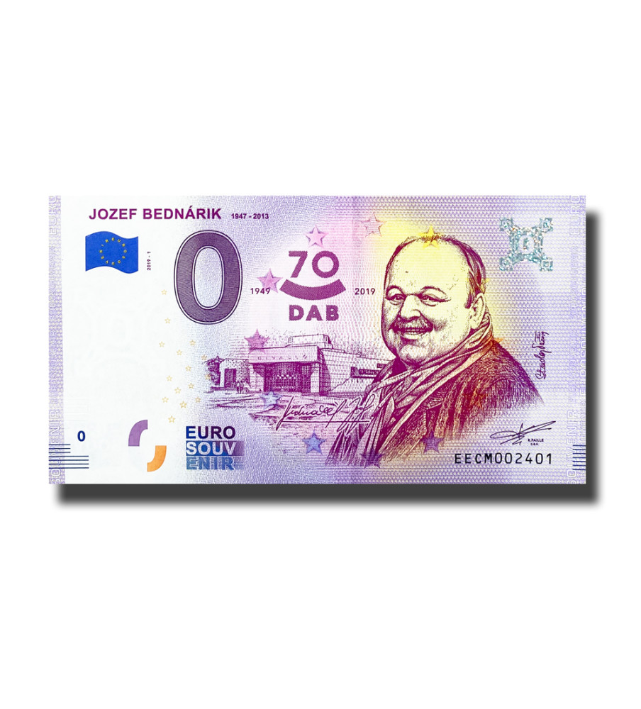 0 Euro Souvenir Banknote Jozef Bednarik Slovakia EECM 2019-1