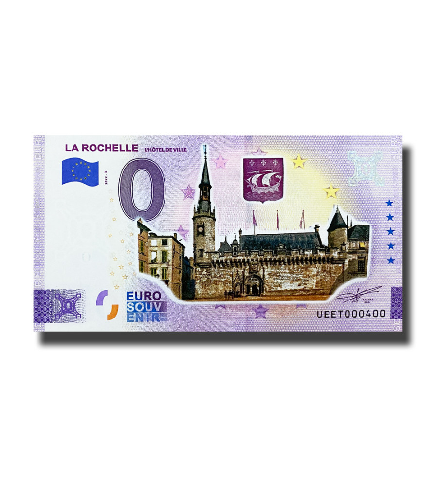 0 Euro Souvenir Banknote La Rochelle Colour France UEET 2022-3 0 Euro Souvenir Banknote La Rochelle Colour France UEET 2022-3