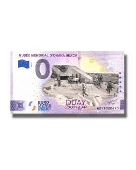 0 Euro Souvenir Banknote Musee Memorial D'Omaha Beach Colour France UEQF 2022-4