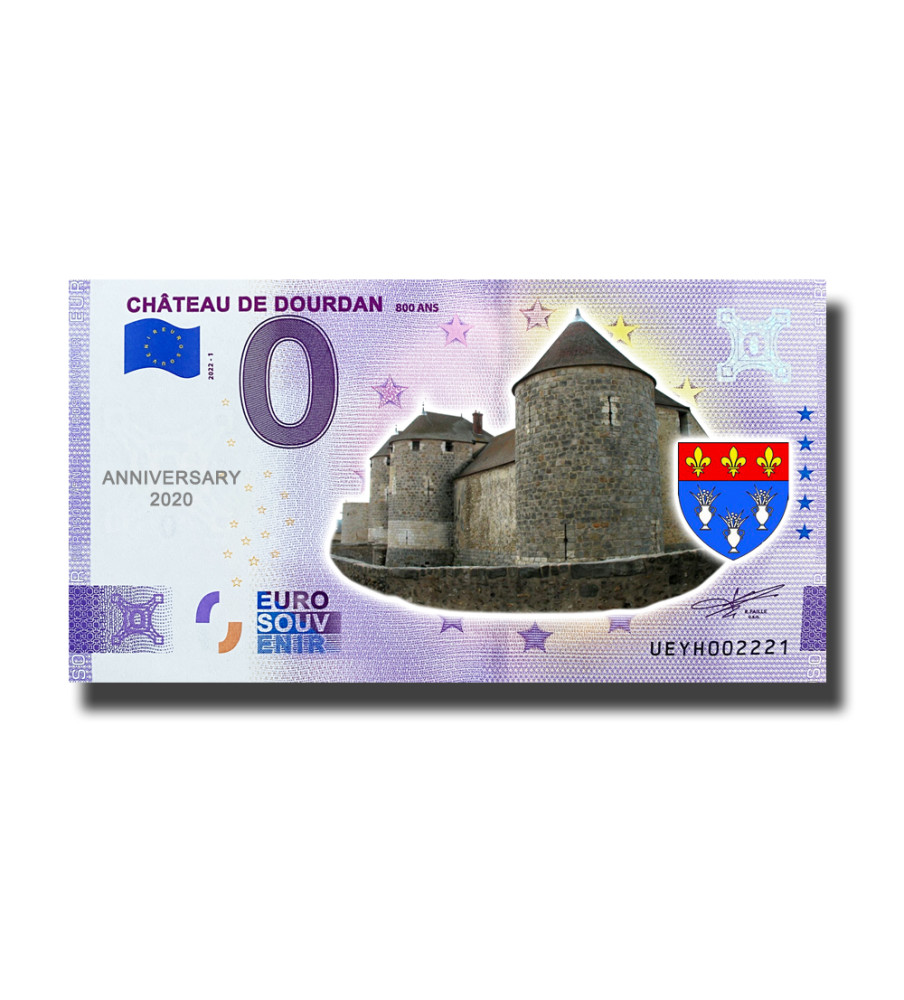 Anniversary 0 Euro Souvenir Banknote Chateau De Dourdan Colour France UEYH 2022-1 Anniversary 0 Euro Souvenir Banknote Chateau De Dourdan Colour France UEYH 2022-1