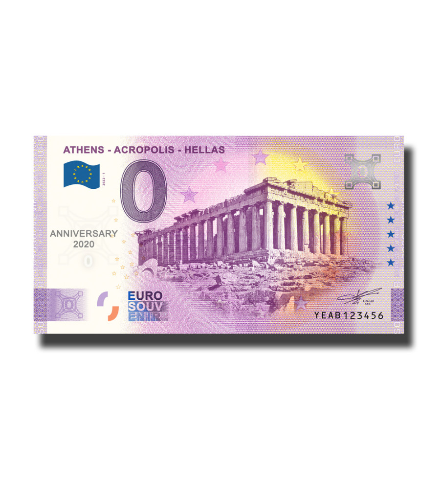 Anniversary 0 Euro Souvenir Banknote Athens - Acropolis - Hellas Greece YEAB 2022-1