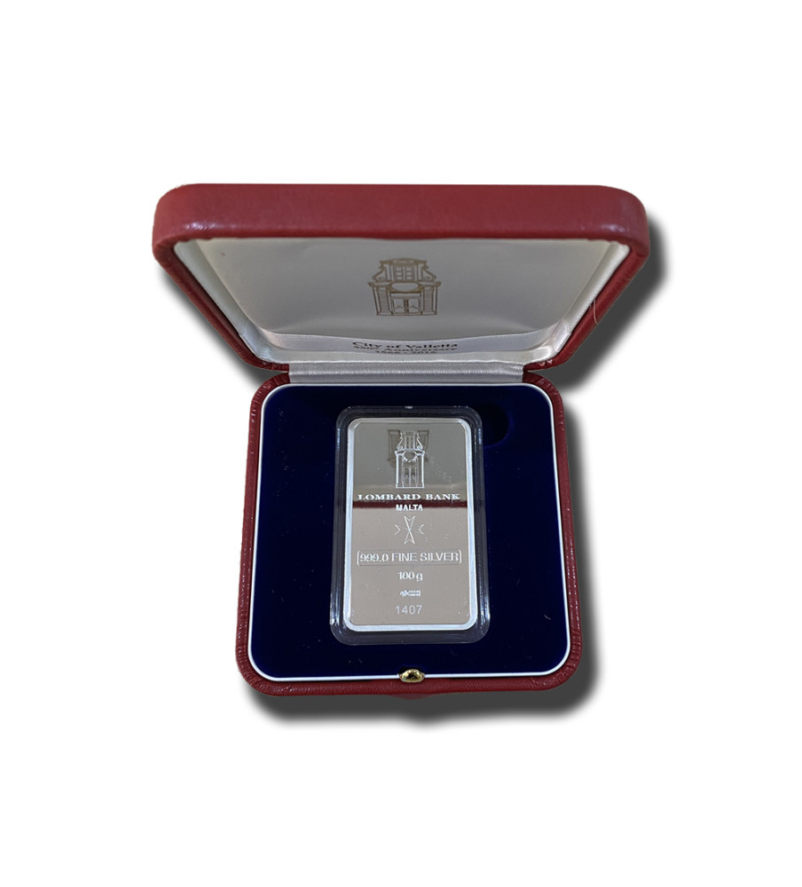 2016 LOMBARD BANK 100GR SILVER INGOT CITY OF VALLETTA 2016 LOMBARD BANK 100GR SILVER INGOT CITY OF VALLETTA
