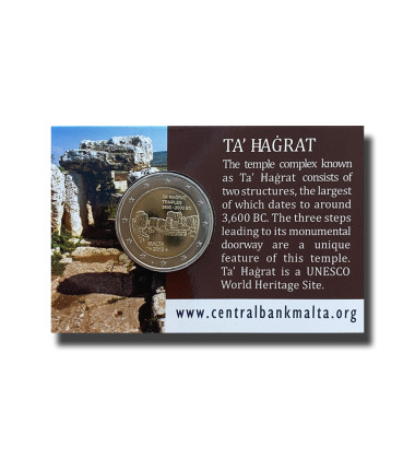 2019 Malta Ta Hagrat Temples 2 Euro Coin Card