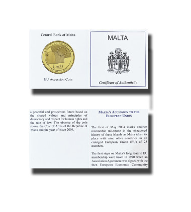 2004 MALTA EU ACCESSION COIN LM 25 GOLD COIN PROOF GOLD