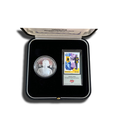 2018 Malta Valletta European City of Culture €10 Silver Coin Proof and Silver Stamp