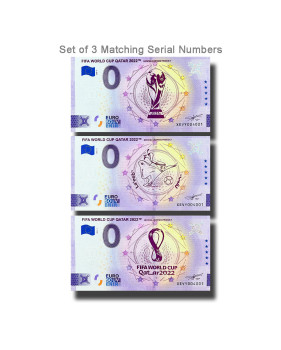 0 Euro Souvenir Banknote FIFA World Cup Qatar 2022 - Set of 3 Matching Numbers Germany XEVY 2022 Set of 3
