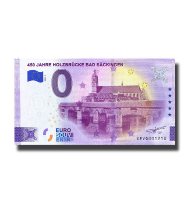 0 Euro Souvenir Banknote 450 Jahre Holzbrucke Bad Sackingen Germany XEVQ 2022-1