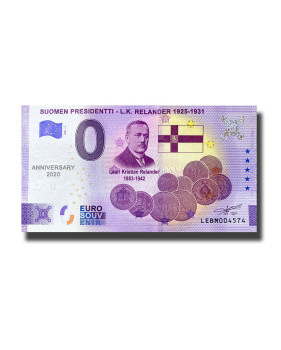 Anniversary 0 Euro Souvenir Banknote Suomen Presidentti - L.K. Relander 1925-1931 Finland LEBM 2021-2