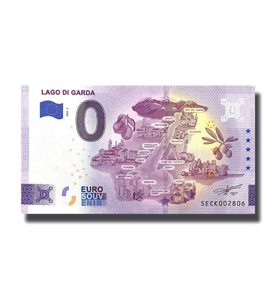 0 Euro Souvenir Banknote Lago Di Garda Italy SECK 2022-2