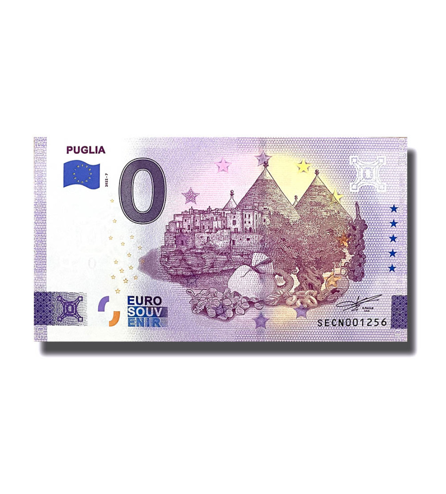 0 Euro Souvenir Banknote Puglia Italy SECN 2022-7