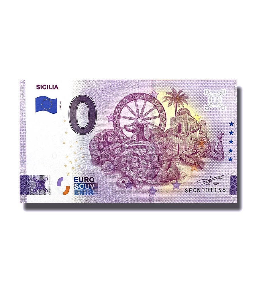 0 Euro Souvenir Banknote Sicilia Italy SECN 2022-8