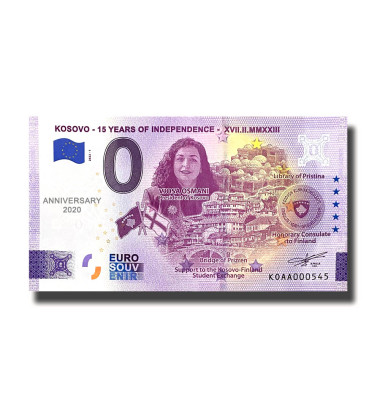 Anniversary 0 Euro Souvenir Banknote Kosovo - 15 Years Of Independence Kosovo KOAA 2022-1